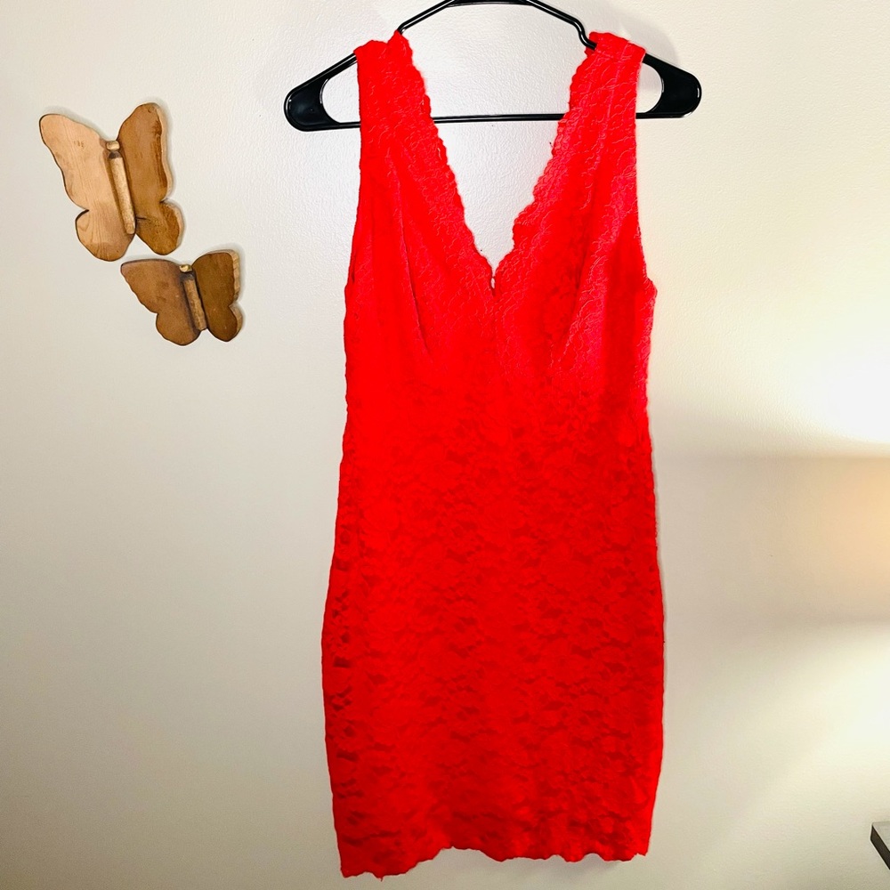 Red lace dress